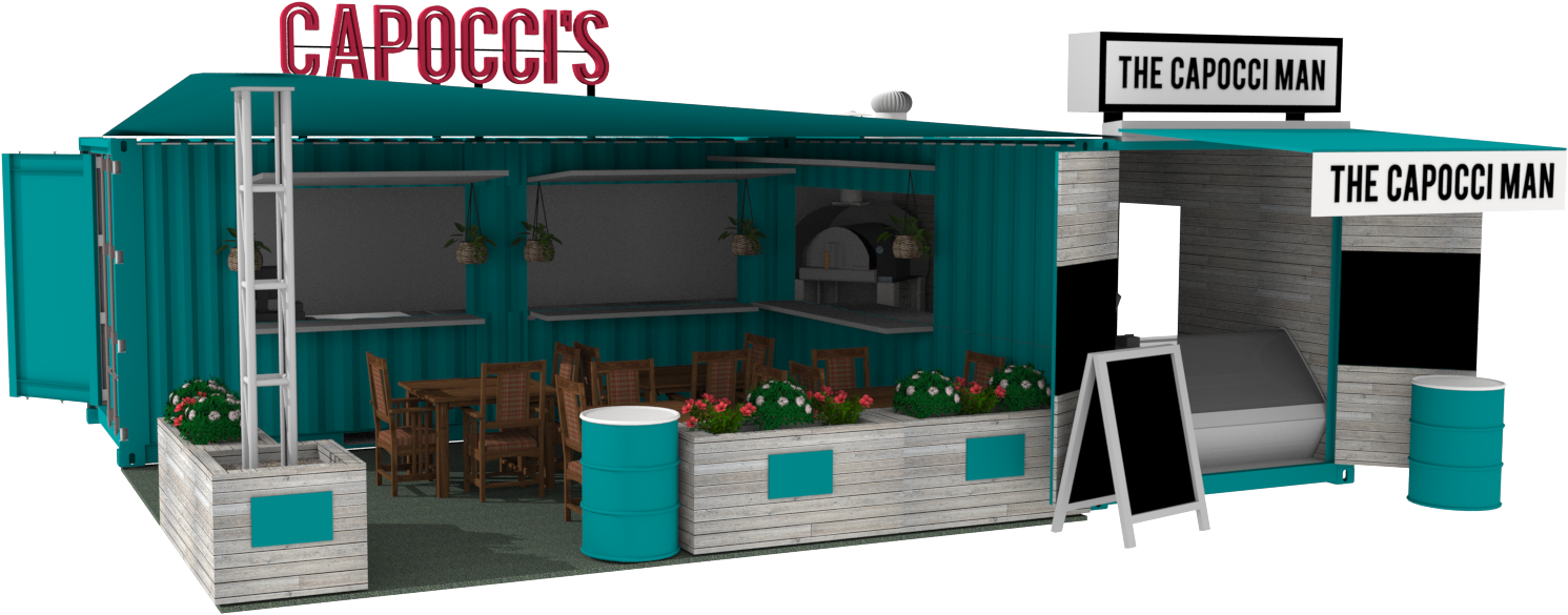 Capocci's pop-up restaurant 3D render